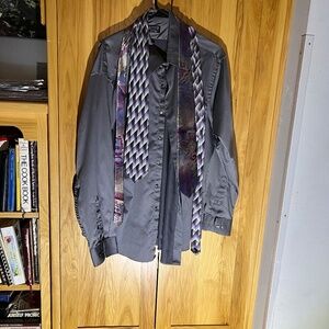 Silver dress shirt with two ties